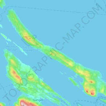 Galiano Island topographic map, elevation, relief