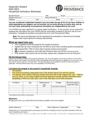 Fillable Online Independent Student Household Verification