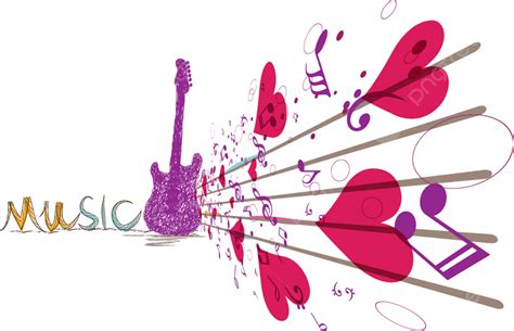 Guitar Notes Vector Hd Images, Music Background With Notes And Guitar ...