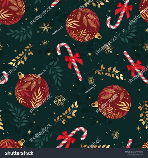 Christmas Seamless Pattern Candy Canes Snowflakes Vetor Stock Livre