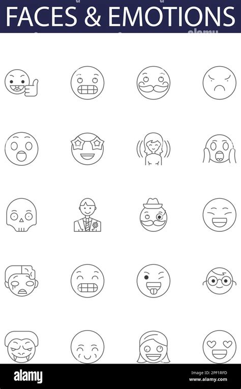 Faces And Emotions Line Vector Icons And Signs Emotion Expressions Joy