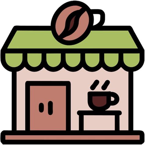 Premium Vector Coffee Shop Icon Colored Outline