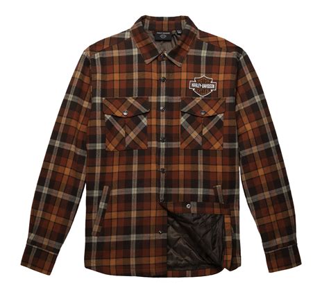 Men S Milwaukee Flannel Orange Plaid Harley Davidson USA