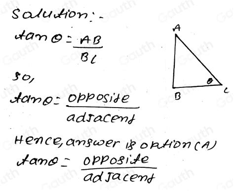 Solved Directions Determine The Correct Formula For Tan Ratio Of