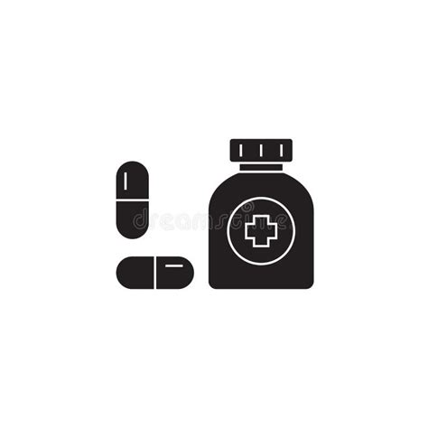 Taking Medication Black Vector Concept Icon Taking Medication Flat