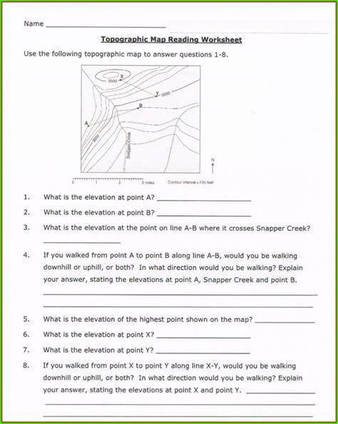 Topographic Map Reading Worksheet Answer Key Pdf Worksheet : Resume ...