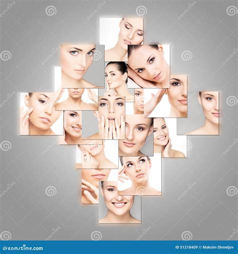 Insieme Dei Ritratti Della Stazione Termale Di Giovani Donne Nude Immagine Stock Immagine Di