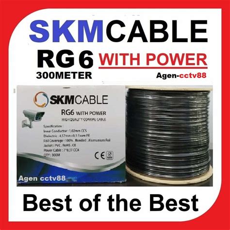 Kabel Coaxial Rg Power Merk Skm Cable M Warna Hitam Putih Cctv