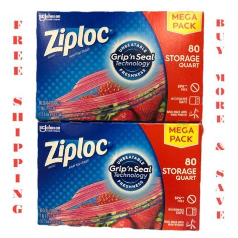 2x Ziploc Quart Food Storage Bags Grip N Seal Technology X Easier Grip 80ct Ea Ebay