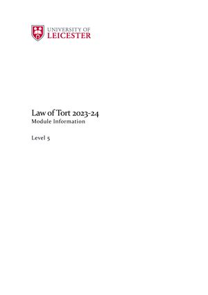 Tort Lecture Notes Lecture Notes Oct Law Of Tort Duty