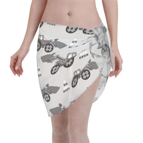 Disketp Gray Tractor Women Swimsuit Cover Up Short Chiffon Summer Beach Sarong Bikini Wrap Skirt