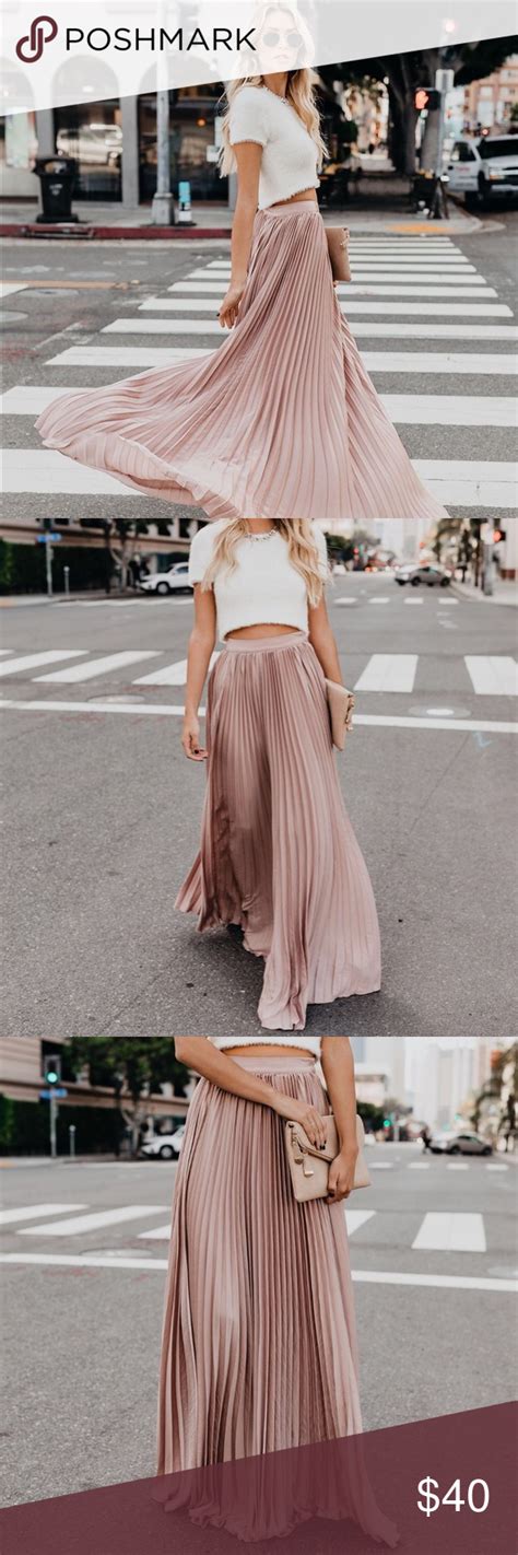 Vici Collection Champagne Pleated Maxi Skirt Pleated Maxi Skirt