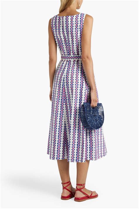 Saloni Bibba Belted Printed Cotton Poplin Midi Dress The Outnet