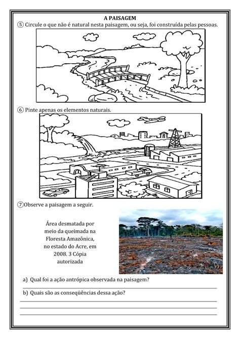 Atividades Sobre Paisagens Naturais E Modificadas