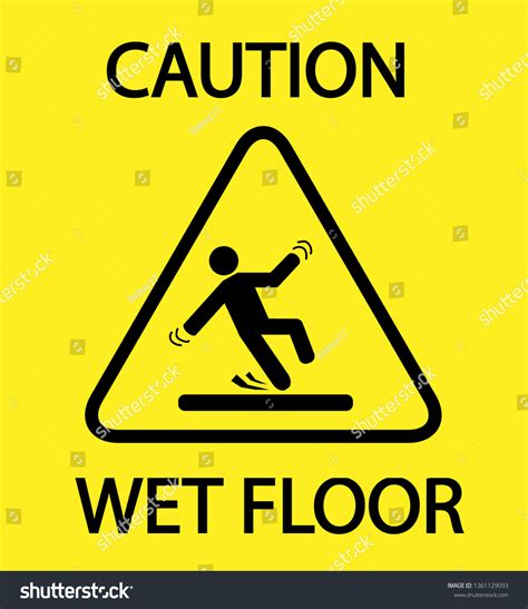 Caution Wet Floor Warning Sign Single Stock Illustration 1361129093