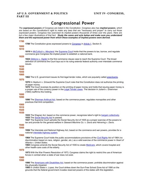 Congressional Power