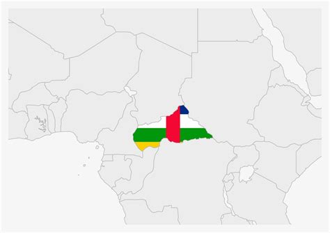 Central African Republic Map Highlighted In Car Flag Colors 12857645