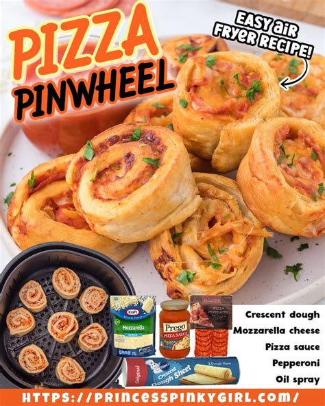 An Advertisement For Pizza Pinwheels On A Plate With Other Food Items