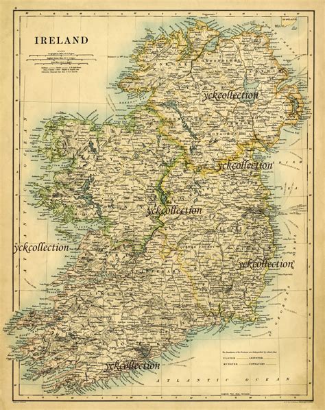 Antique Ireland Map 1887 Ultra High Resolution 8 X 10 To