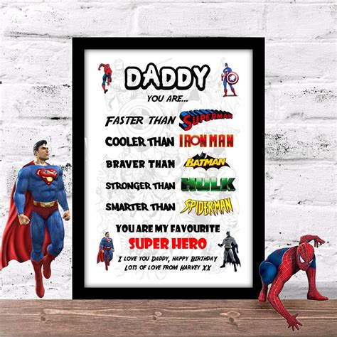 Fathers Day Birthday Gift For DAD DADDY STEPDAD Personalised Super Hero