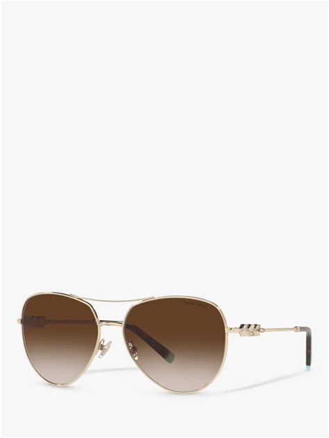 Tiffany And Co Tf3083b Womens Pilot Sunglasses Pale Goldbrown Gradient At John Lewis And Partners