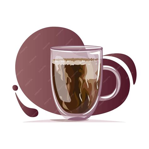 Стеклянная кружка с двойным дном кофе на темном фоне. кофейная чашка с ...