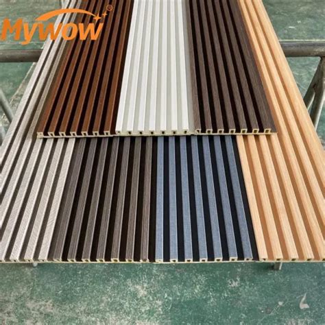 Wooden Grain Pvc Wpc Fluted Wall Panels For Decoration Fluted Wall