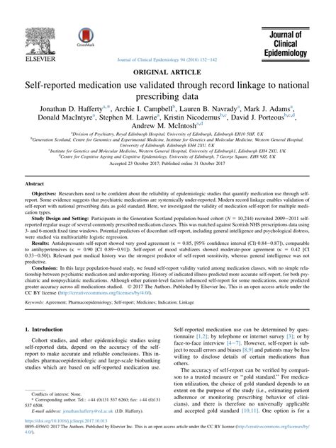 Pdf Self Reported Medication Use Validated Through Record Linkage To