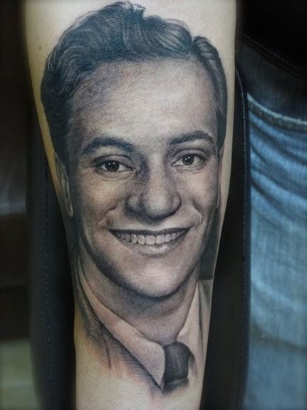 Realistic Black And Gray Portrait Tattoo Of Grandfather By Shane Oneill