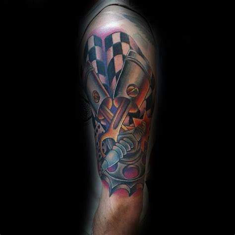 40 Checkered Flag Tattoo Ideas For Men - Racing Designs