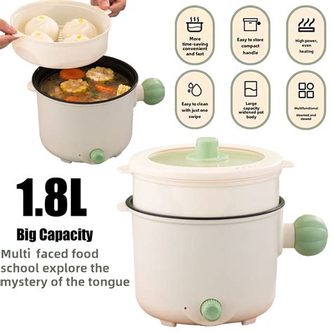 FAMKIT Electric Hot Pot 1 8L Non Stick Electric Cooker Steamer Multifunction Rapid Mini Cooker