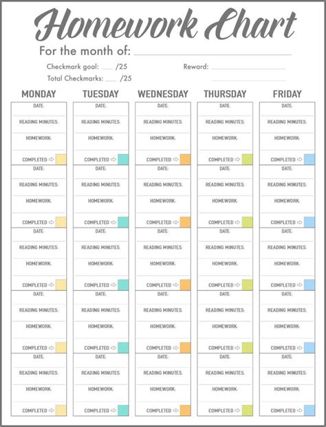 Homework (Reward) Charts - Free Printables | Live Craft Eat | Homework chart, Reward chart kids ...