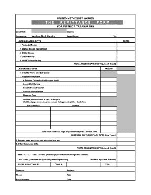 Fillable Online Wnccumwnew Form Remittance Form District Treasurers