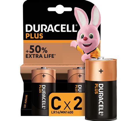 Buy DURACELL LR14 MN1400 C Plus Batteries Pack Of 2 Free Delivery