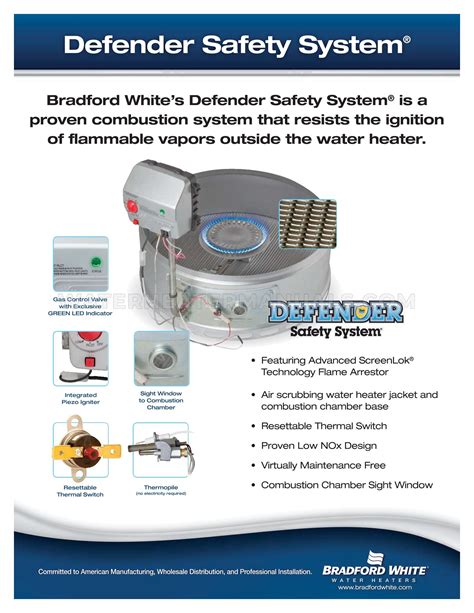 Bradford White Rg250t6n Water Heater Defender Safety System Water Heater Manuals