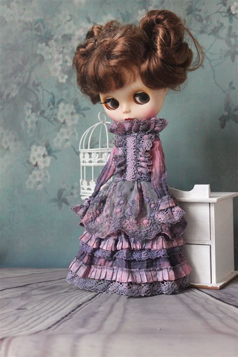 Blythe Vintage Dress Blythe Victorian Clothes Pullip Dress Etsy Vintage Purple Dress