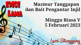 Mazmur Tanggapan Minggu Biasa V Februari Edisi Lama Lasri