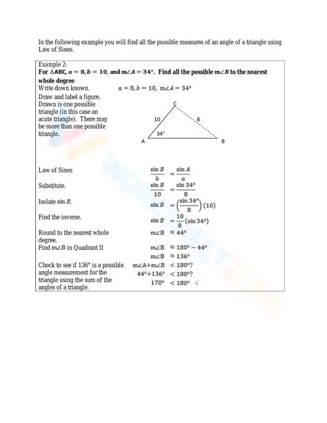 Free Printable Law of Sines Worksheets for Students