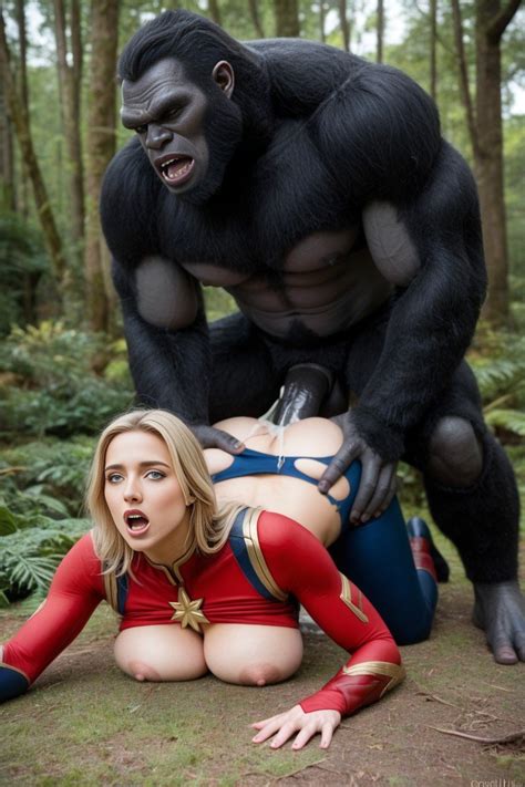 Beast Sex Captain Marvel Posição Prona Pornografia de IA