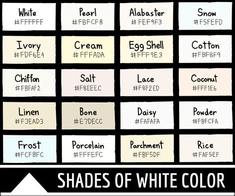 shades  white color  names  codes