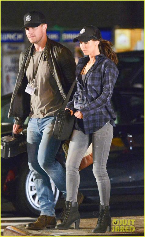 Megan Fox And Stephen Amell Wear Matching Caps On Tmnt 2 Set Photo