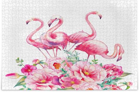 Wellsay Exotic Flamingo Peony Flower Puzzle For Adults 500 Piece