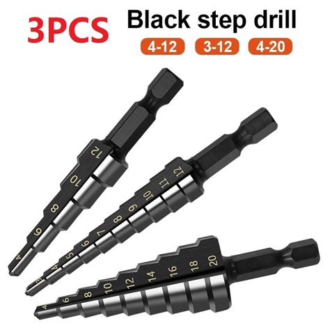 NITVIA Mata Bor Pagoda Spiral Drill Bit HSS Titanium Coated 3 PCS NT