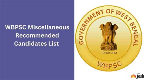 Wbpsc Miscellaneous 2023 Recommended Candidates List Out Download Pdf Here