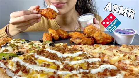 Asmr Domino S Pizza And Hot Wings Hawaiian Veggie Beef Ranch No Talking Eating Sounds