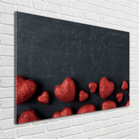 Ebern Designs Glasbild Hearts On The Blackboard Wayfair De