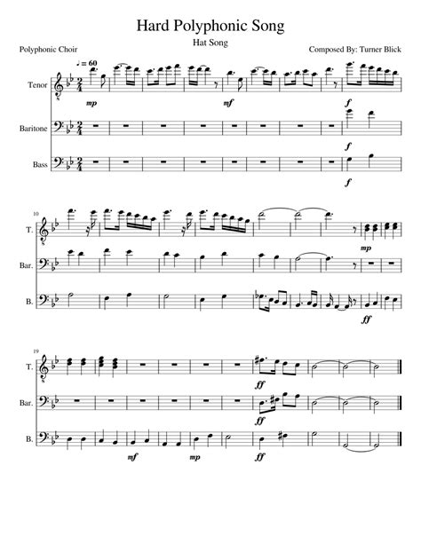 Hard Polyphonic Song Sheet music for Tenor, Bass, Baritone (Men’s Choir ...