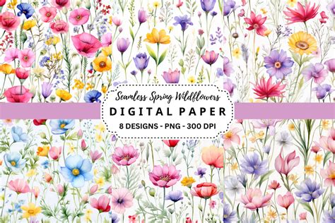 Seamless Spring Wildflowers Background Graphic by pcudesigns · Creative Fabrica