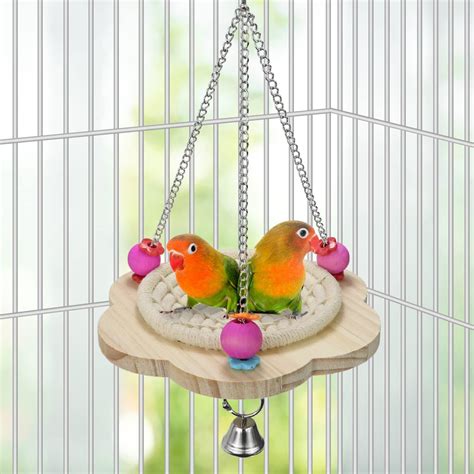 Buy Bird Breeding Nest Handmade Weave Rope Hanging Bed With Bells And Beads For Cockatiel