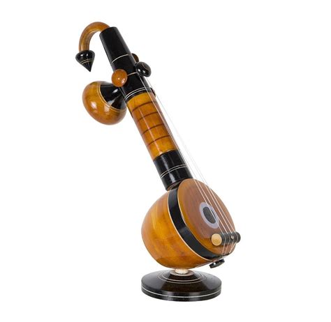 Wooden Veena Instrument Showpiece for Living, Home, Office, Table Decor ...